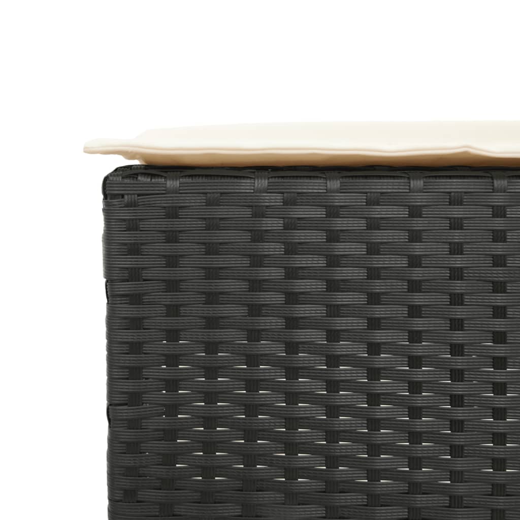 3Dílný Zahradní Barový Set S Poduškami Černý Polyratan