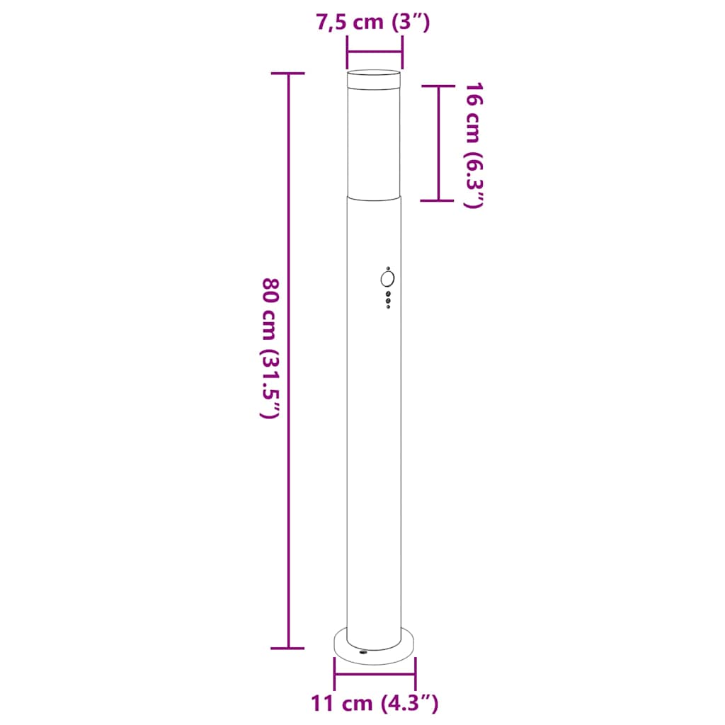 Sloupkové Svítidlo Se Senzorem 80 Cm Nerezová Ocel Ip44