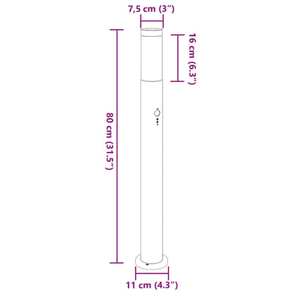 Sloupkové Svítidlo Se Senzorem 80 Cm Nerezová Ocel Ip44