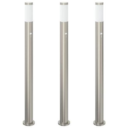 Sloupková Světla Se Senzorem 3 Ks 110 Cm Nerezová Ocel Ip44