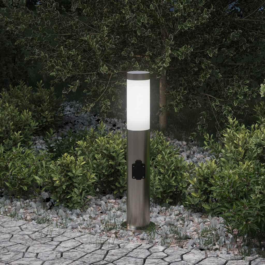 Sloupkové Svítidlo Se Zásuvkou 50 Cm Nerezová Ocel Ip44