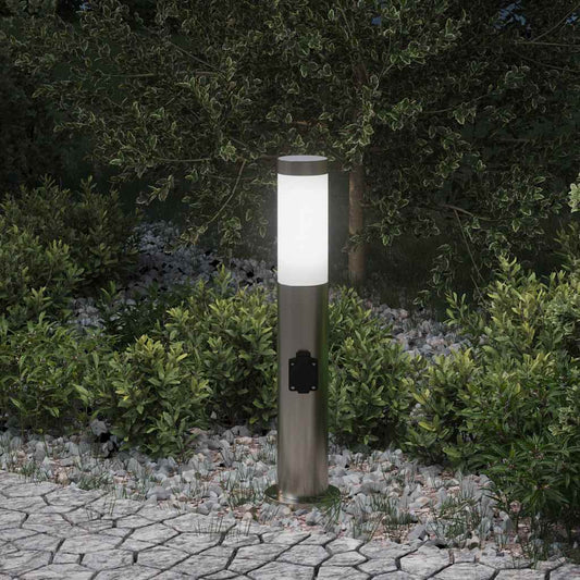 Sloupkové Svítidlo Se Zásuvkou 50 Cm Nerezová Ocel Ip44