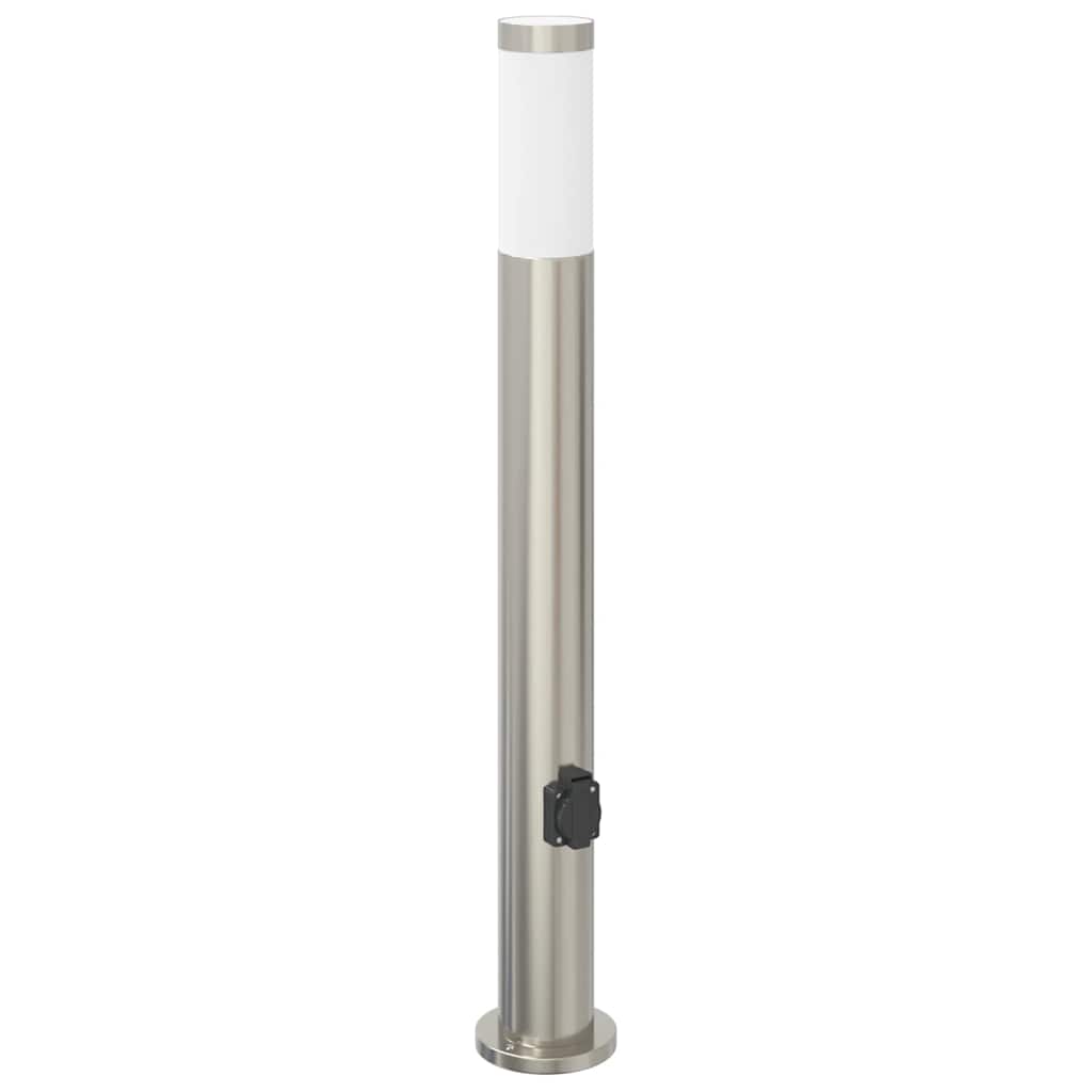Sloupkové Svítidlo Se Zásuvkou 80 Cm Nerezová Ocel Ip44