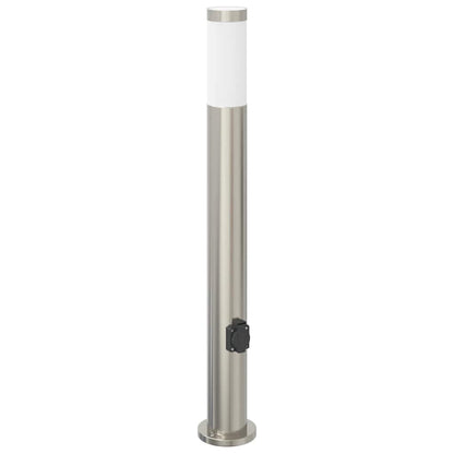 Sloupkové Svítidlo Se Zásuvkou 80 Cm Nerezová Ocel Ip44