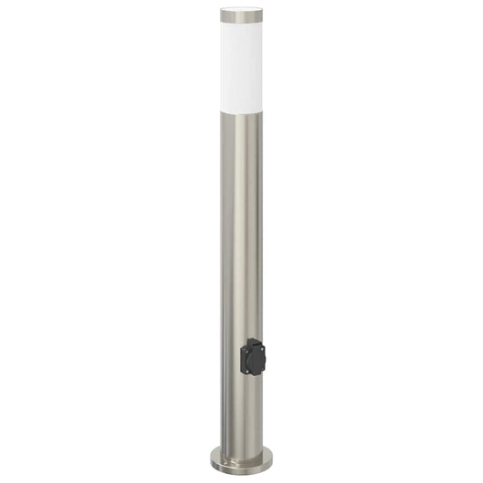 Sloupkové Svítidlo Se Zásuvkou 80 Cm Nerezová Ocel Ip44