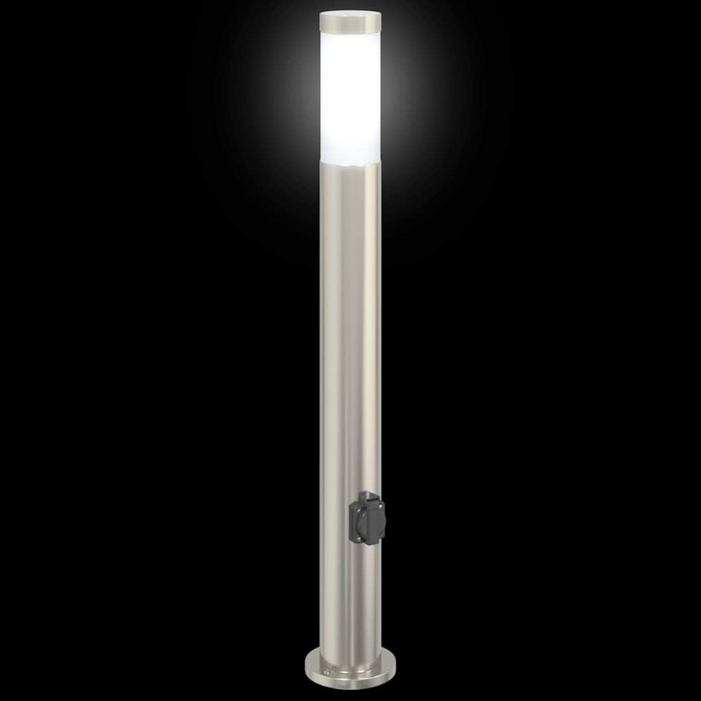 Sloupkové Svítidlo Se Zásuvkou 80 Cm Nerezová Ocel Ip44
