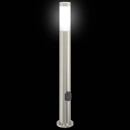 Sloupkové Svítidlo Se Zásuvkou 80 Cm Nerezová Ocel Ip44