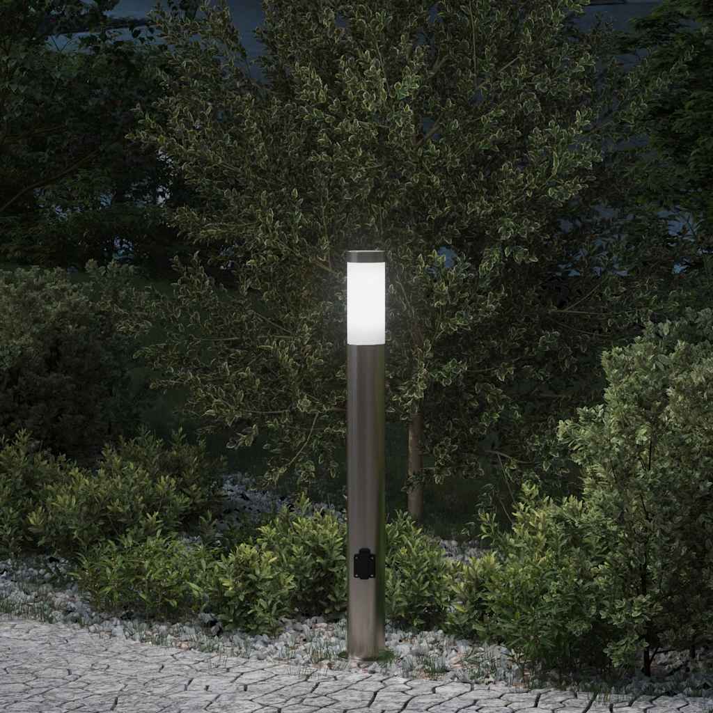 Sloupkové Svítidlo Se Zásuvkou 80 Cm Nerezová Ocel Ip44