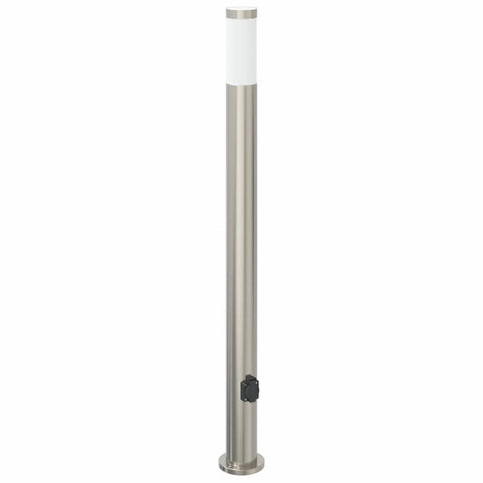 Sloupkové Svítidlo Se Zásuvkou 110 Cm Nerezová Ocel Ip44