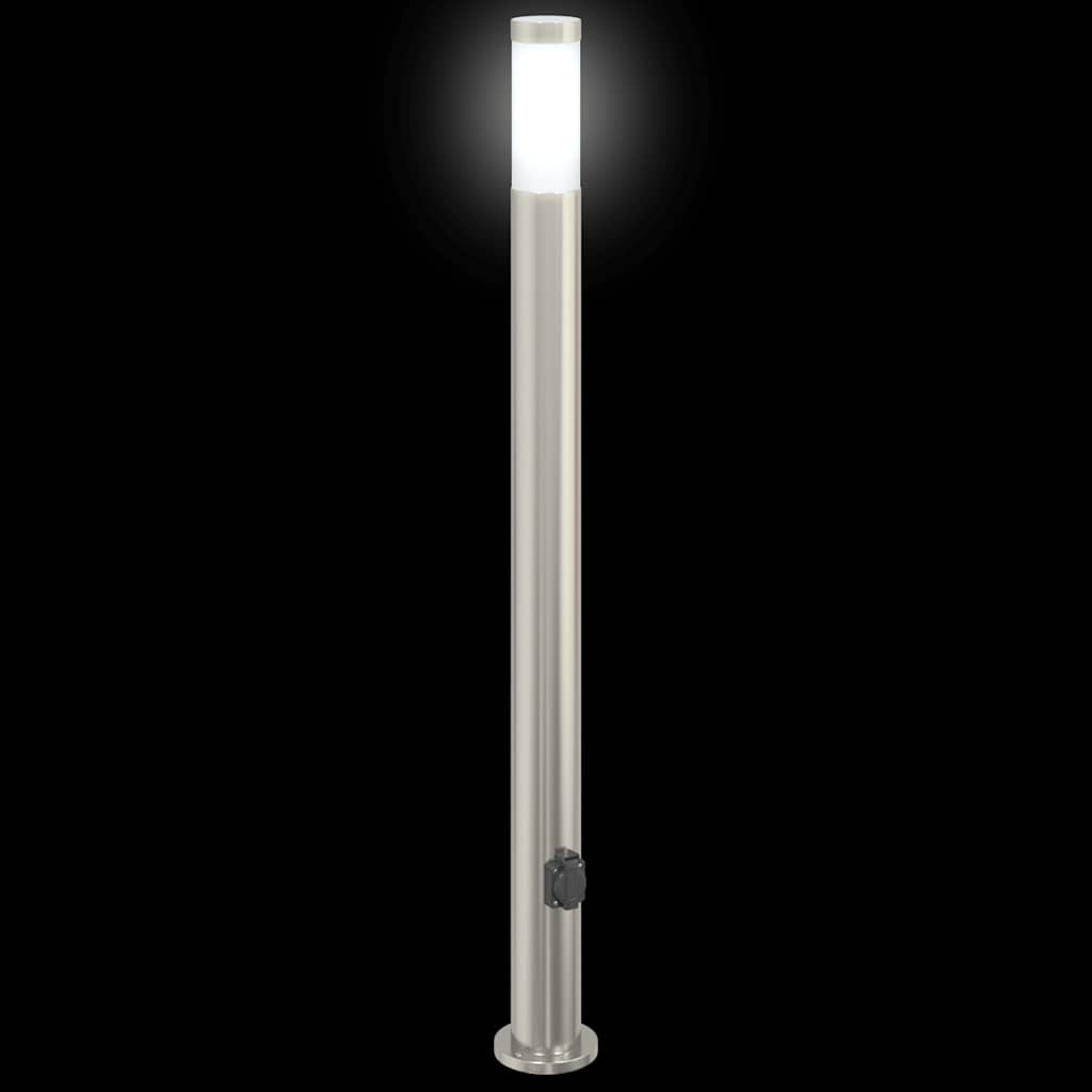 Sloupkové Svítidlo Se Zásuvkou 110 Cm Nerezová Ocel Ip44