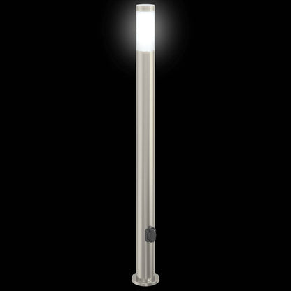 Sloupkové Svítidlo Se Zásuvkou 110 Cm Nerezová Ocel Ip44