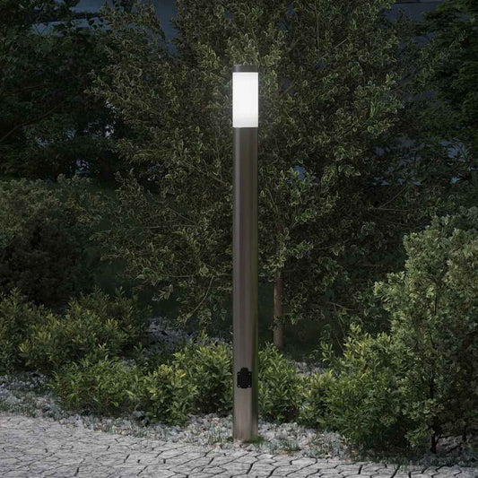 Sloupkové Svítidlo Se Zásuvkou 110 Cm Nerezová Ocel Ip44