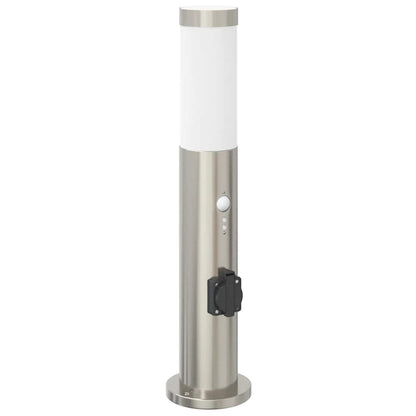 Sloupkové Svítidlo Se Senzorem A Zásuvkou 50 Cm Nerezová Ocel Ip44