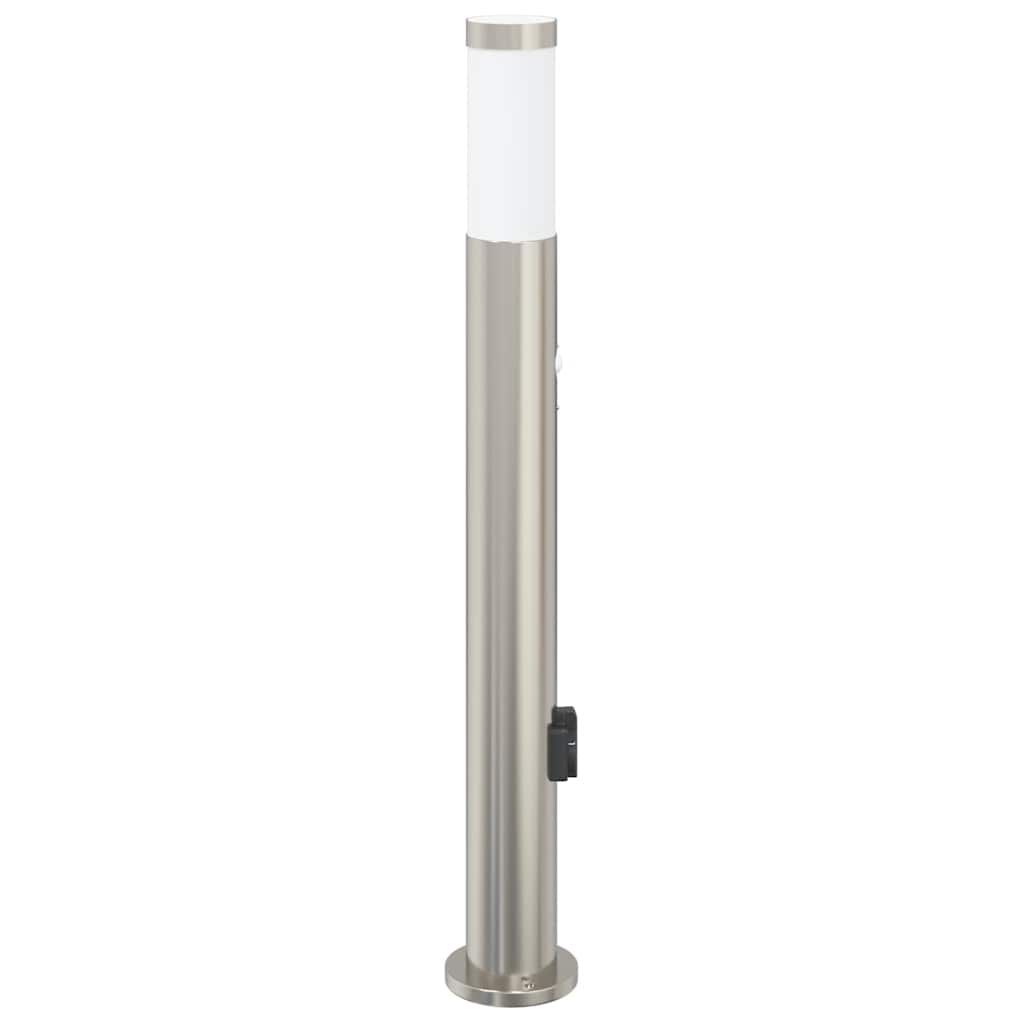 Sloupkové Svítidlo Se Senzorem A Zásuvkou 80 Cm Nerezová Ocel Ip44