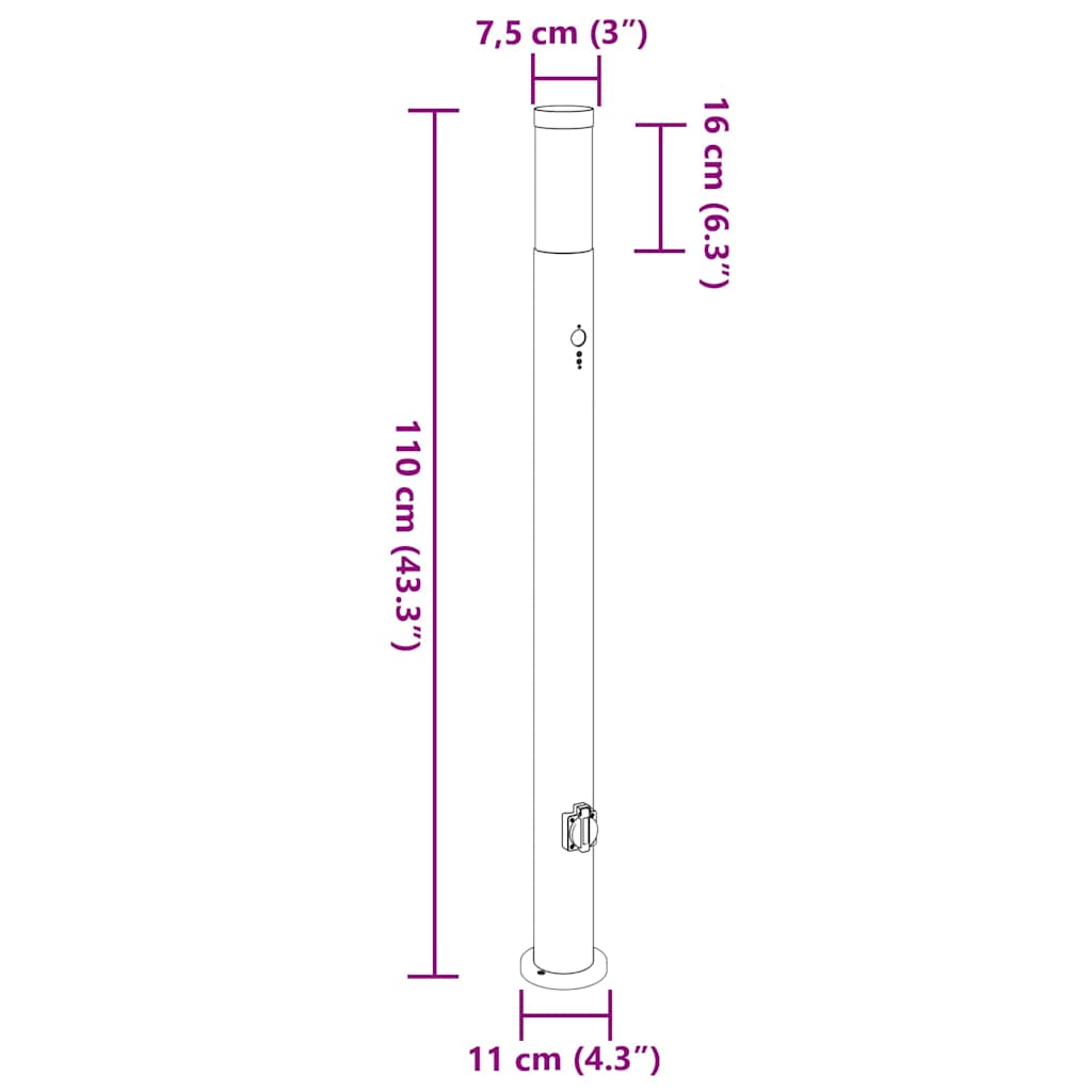 Sloupková Světla Se Senzorem A Zásuvkou 3 Ks 110 Cm Nerezová Ocel Ip44