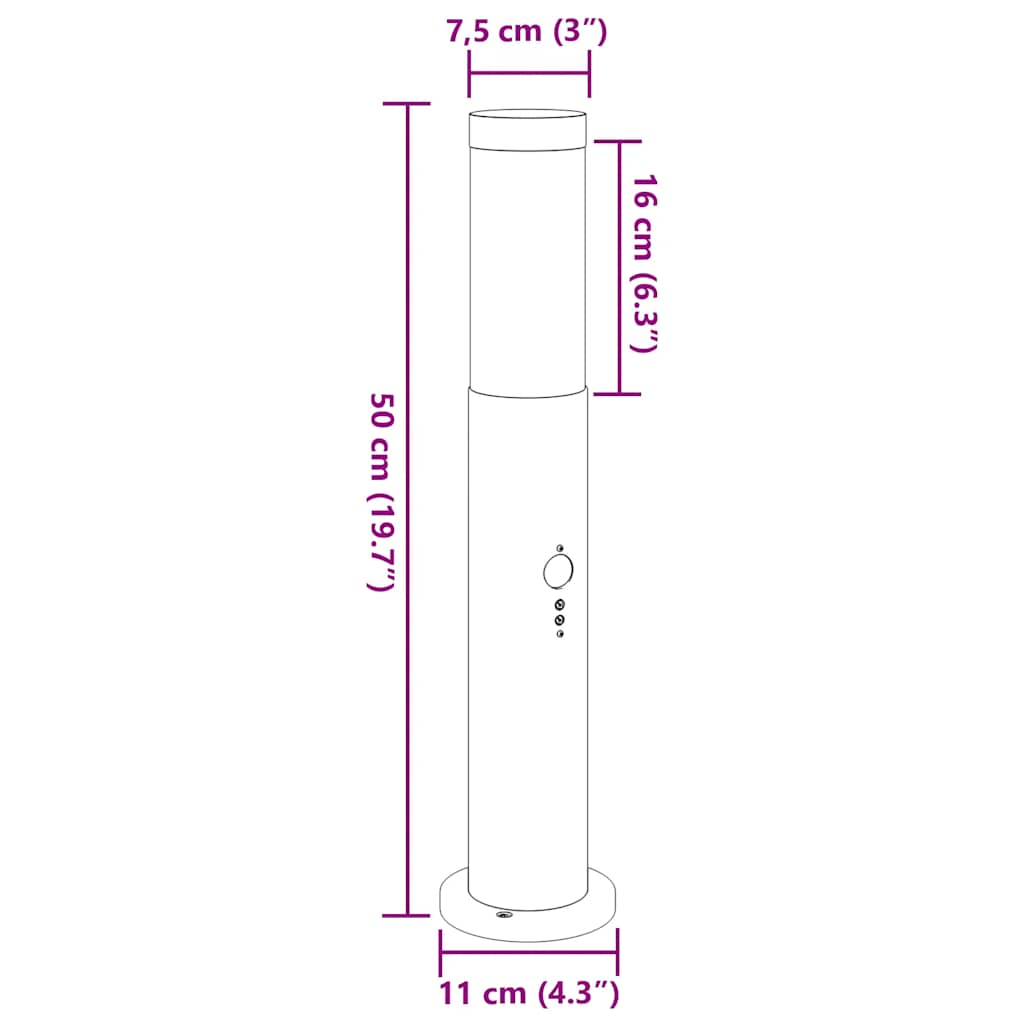 Sloupková Světla Se Senzorem 3 Ks 50 Cm Nerezová Ocel Ip44