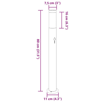 Sloupková Světla Se Senzorem 3 Ks 80 Cm Nerezová Ocel Ip44