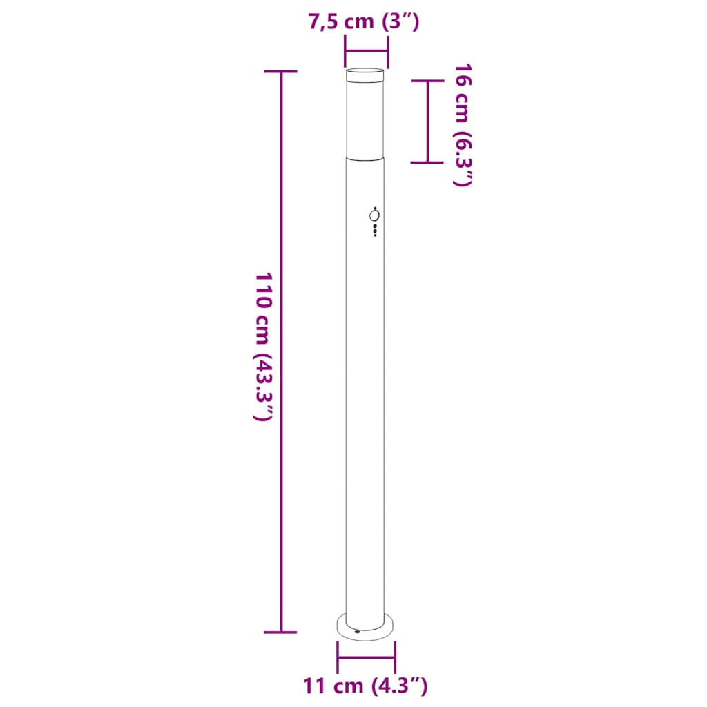 Sloupková Světla Se Senzorem 3 Ks 110 Cm Nerezová Ocel Ip44