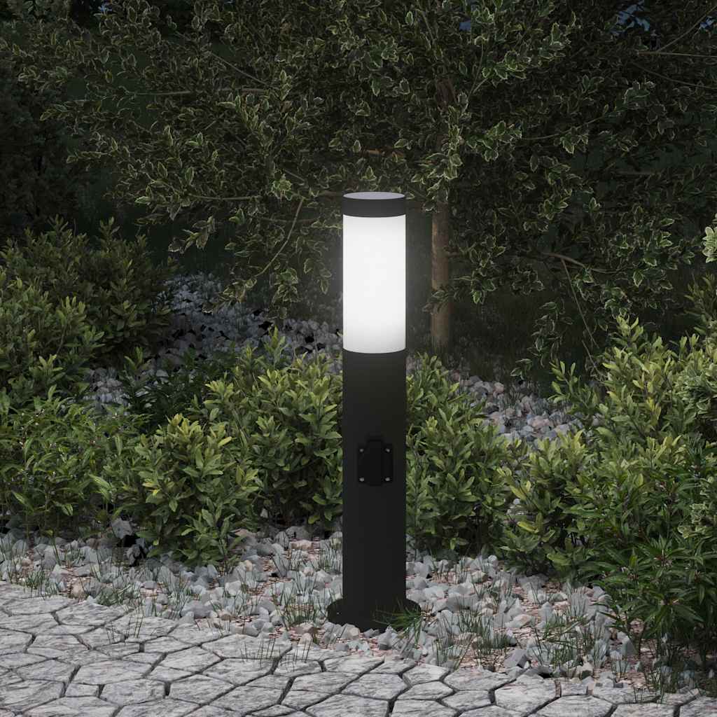 Sloupkové Svítidlo Se Zásuvkou 50 Cm Nerezová Ocel Ip44