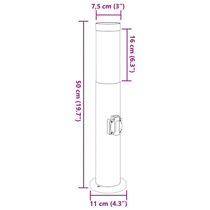 Sloupková Světla Se Zásuvkou 3 Ks 50 Cm Nerezová Ocel Ip44
