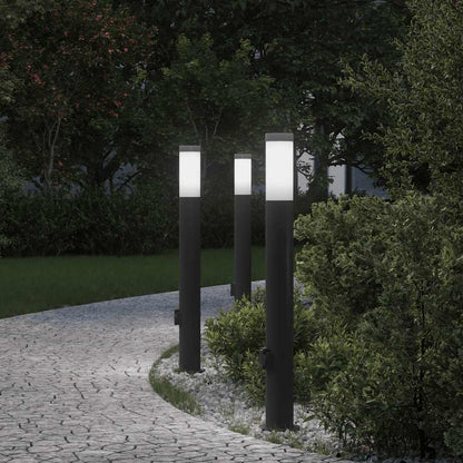 Sloupková Světla Se Zásuvkou 3 Ks 80 Cm Nerezová Ocel Ip44