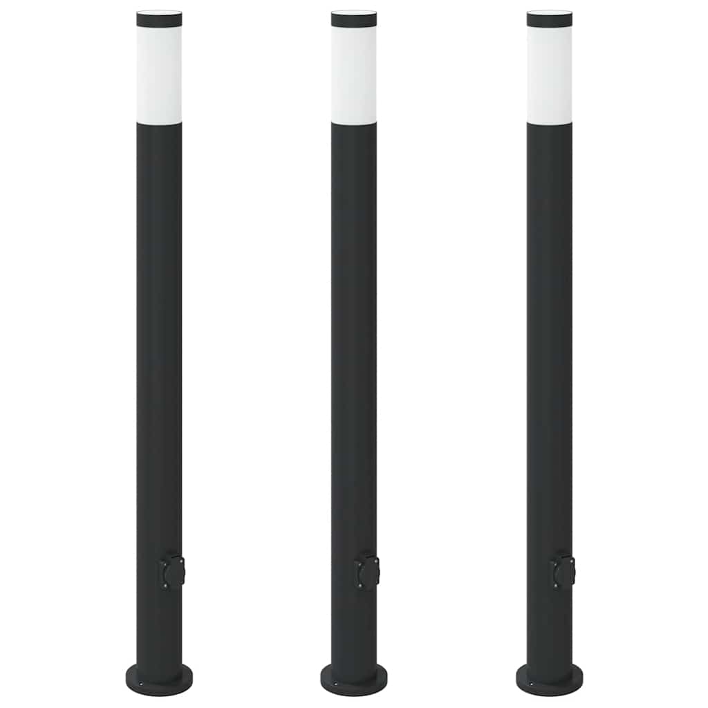 Sloupková Světla Se Zásuvkou 3 Ks 110 Cm Nerezová Ocel Ip44