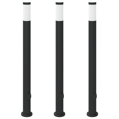 Sloupková Světla Se Zásuvkou 3 Ks 110 Cm Nerezová Ocel Ip44