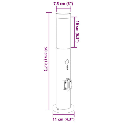 Sloupková Světla Se Senzorem A Zásuvkou 3 Ks 50 Cm Nerezová Ocel Ip44