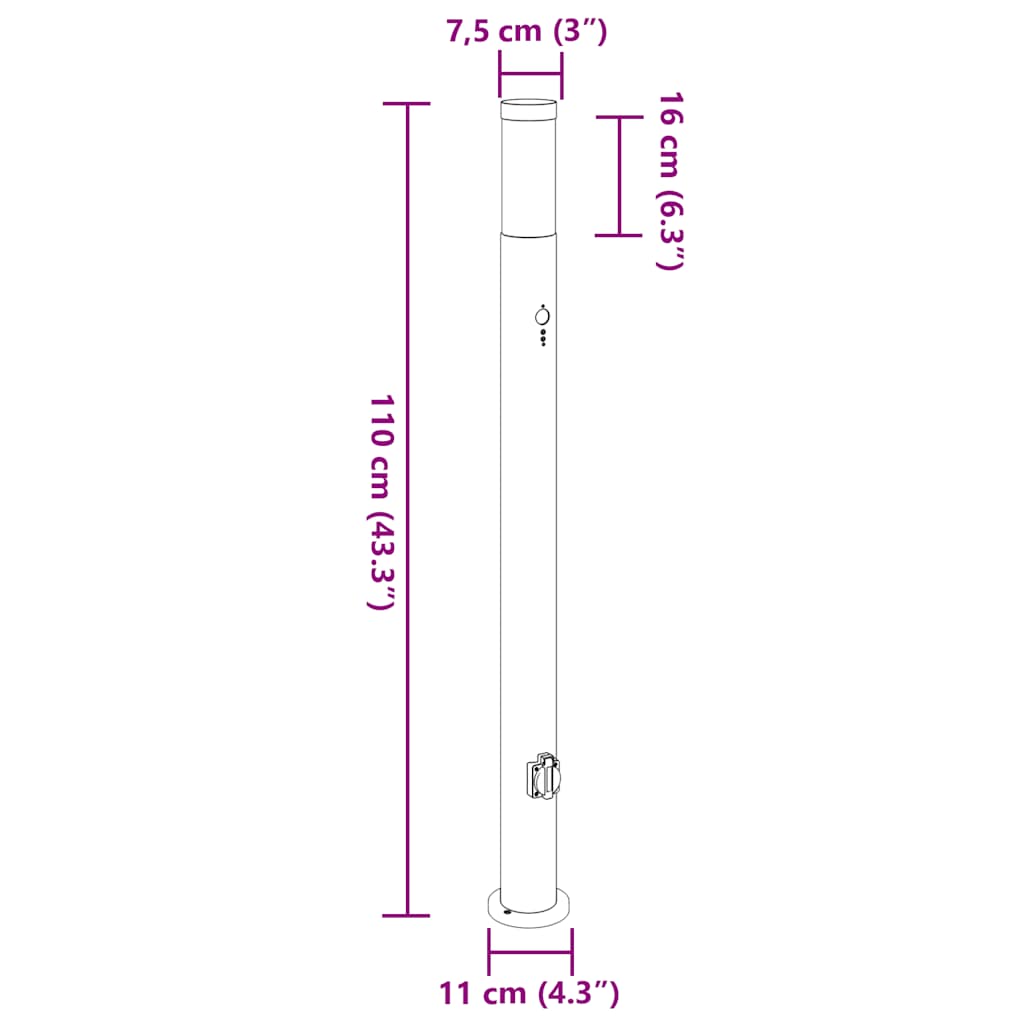 Sloupková Světla Se Senzorem A Zásuvkou 3 Ks 110 Cm Nerezová Ocel Ip44