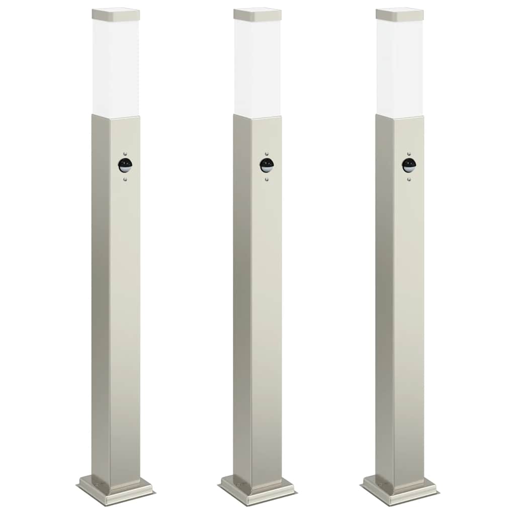 Sloupková Světla Se Senzorem 3 Ks 80 Cm Nerezová Ocel Ip44