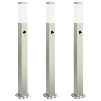 Sloupková Světla Se Senzorem 3 Ks 80 Cm Nerezová Ocel Ip44