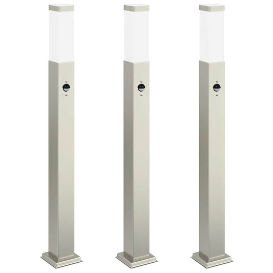 Sloupková Světla Se Senzorem 3 Ks 80 Cm Nerezová Ocel Ip44