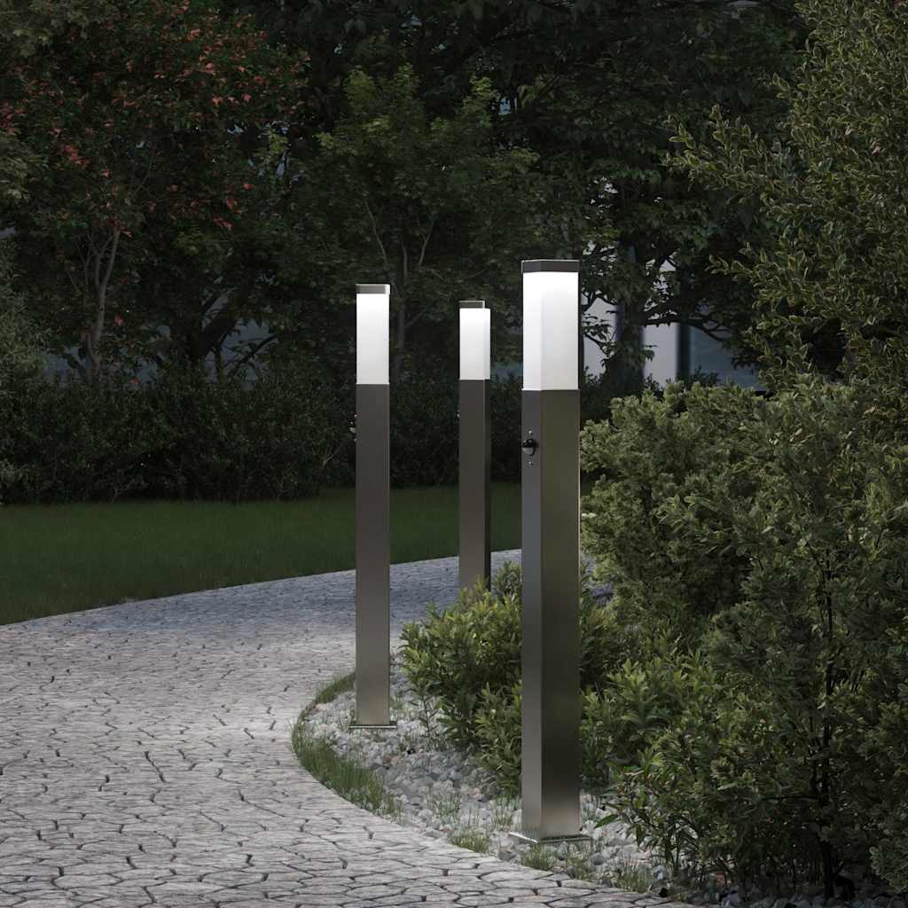 Sloupková Světla Se Senzorem 3 Ks 80 Cm Nerezová Ocel Ip44