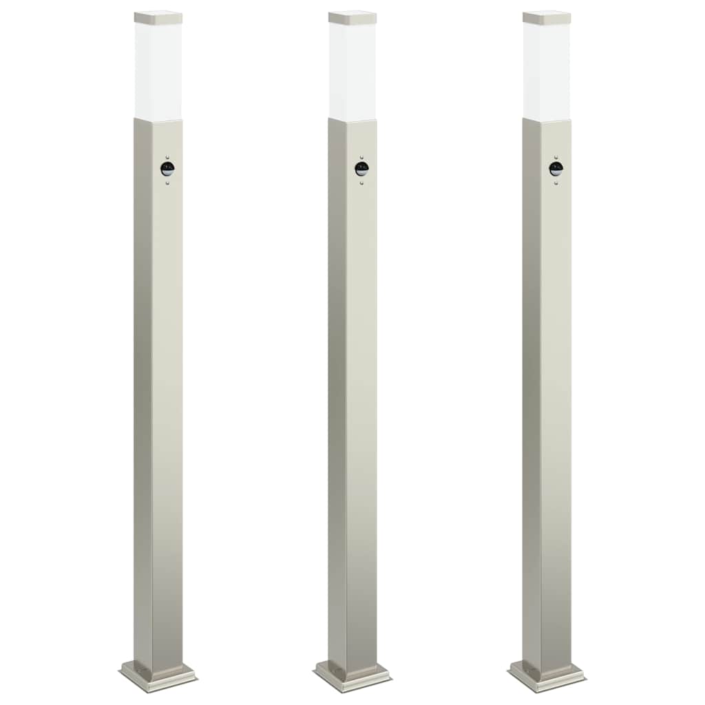 Sloupková Světla Se Senzorem 3 Ks 110 Cm Nerezová Ocel Ip44
