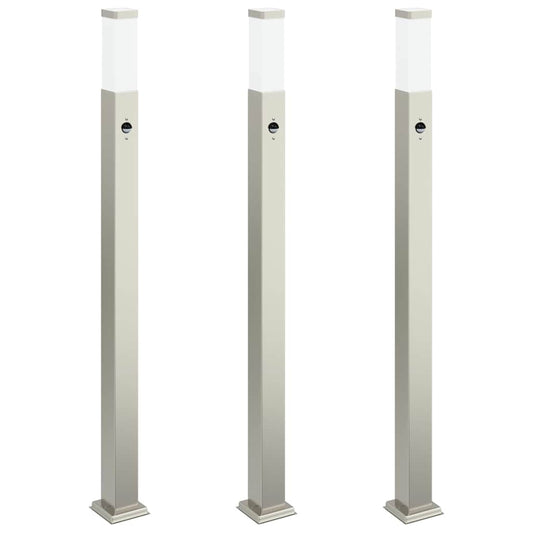 Sloupková Světla Se Senzorem 3 Ks 110 Cm Nerezová Ocel Ip44