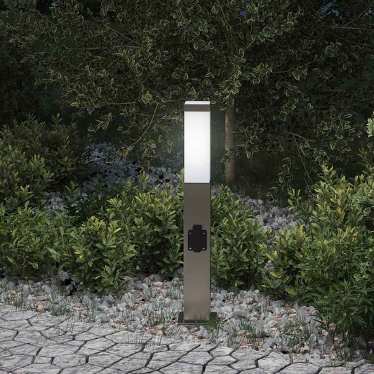 Sloupkové Svítidlo Se Zásuvkou 50 Cm Nerezová Ocel Ip44