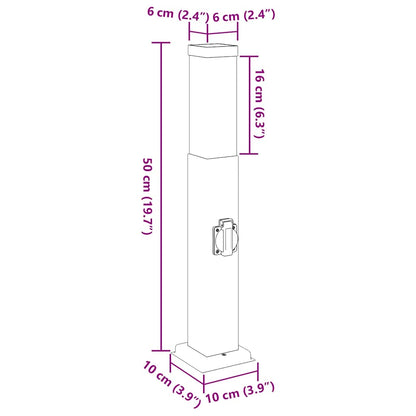 Sloupková Světla Se Zásuvkou 3 Ks 50 Cm Nerezová Ocel Ip44