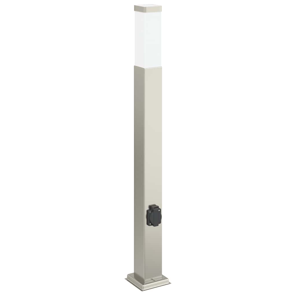 Sloupkové Svítidlo Se Zásuvkou 80 Cm Nerezová Ocel Ip44