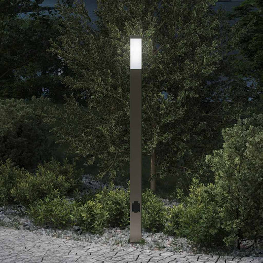 Sloupkové Svítidlo Se Zásuvkou 110 Cm Nerezová Ocel Ip44
