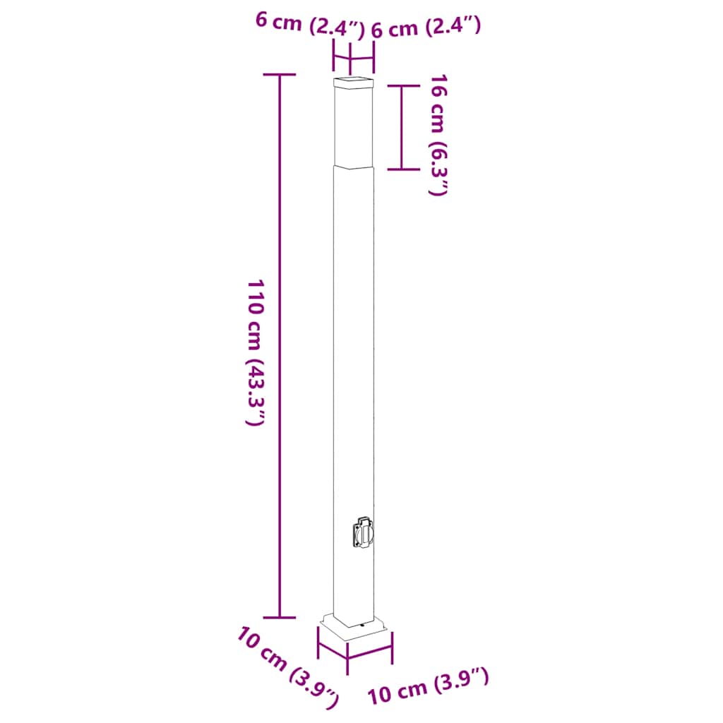 Sloupková Světla Se Zásuvkou 3 Ks 110 Cm Nerezová Ocel Ip44