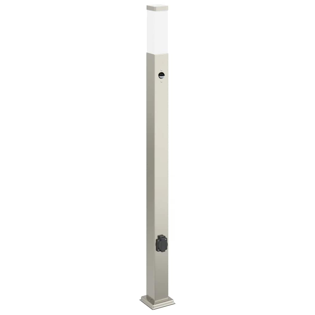 Sloupkové Svítidlo Se Senzorem A Zásuvkou 110 Cm Nerezová Ocel Ip44