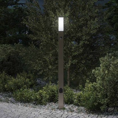 Sloupkové Svítidlo Se Senzorem A Zásuvkou 110 Cm Nerezová Ocel Ip44