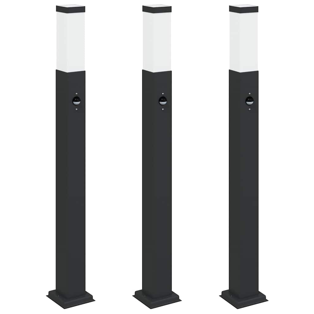 Sloupková Světla Se Senzorem 3 Ks 80 Cm Černá Ip44