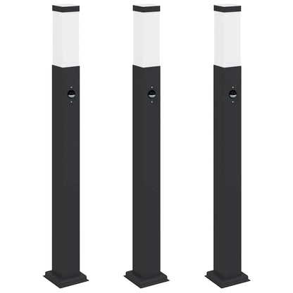 Sloupková Světla Se Senzorem 3 Ks 80 Cm Černá Ip44