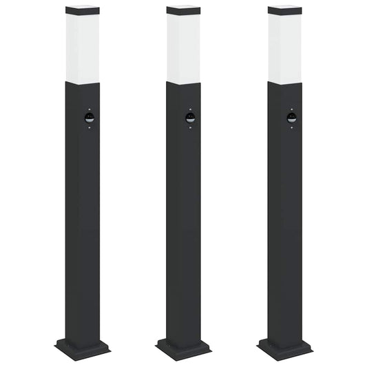 Sloupková Světla Se Senzorem 3 Ks 80 Cm Černá Ip44