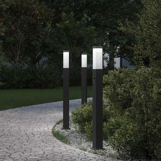 Sloupková Světla Se Senzorem 3 Ks 80 Cm Černá Ip44