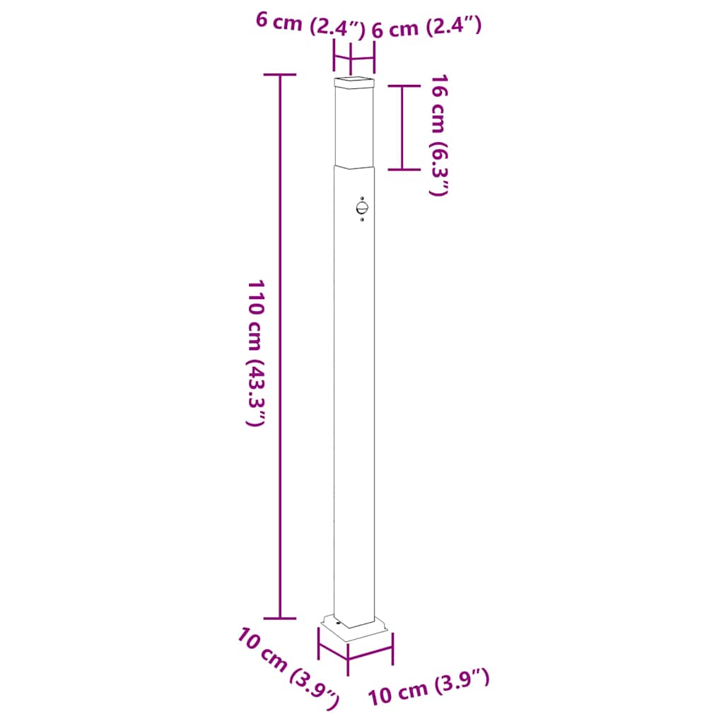 Sloupkové Svítidlo Se Senzorem 110 Cm Černé Ip44