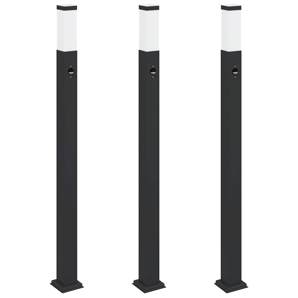 Sloupková Světla Se Senzorem 3 Ks 110 Cm Černá Ip44