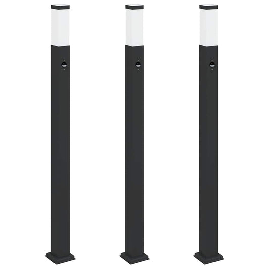 Sloupková Světla Se Senzorem 3 Ks 110 Cm Černá Ip44