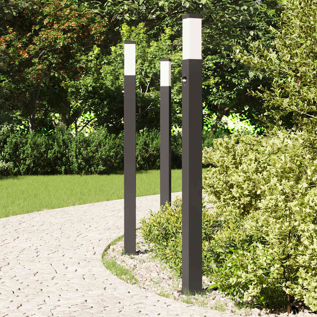 Sloupková Světla Se Senzorem 3 Ks 110 Cm Černá Ip44